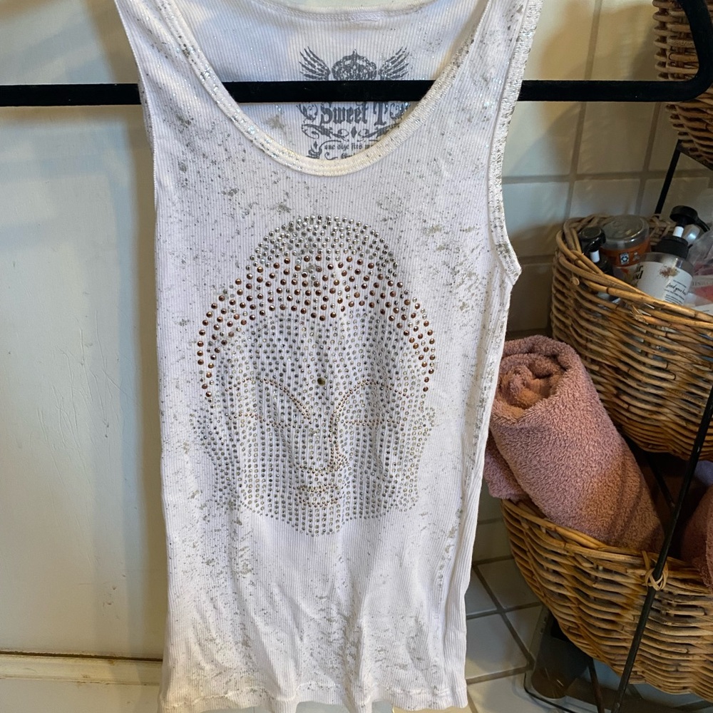 Sweet T bedazzled Buddha tank top size s